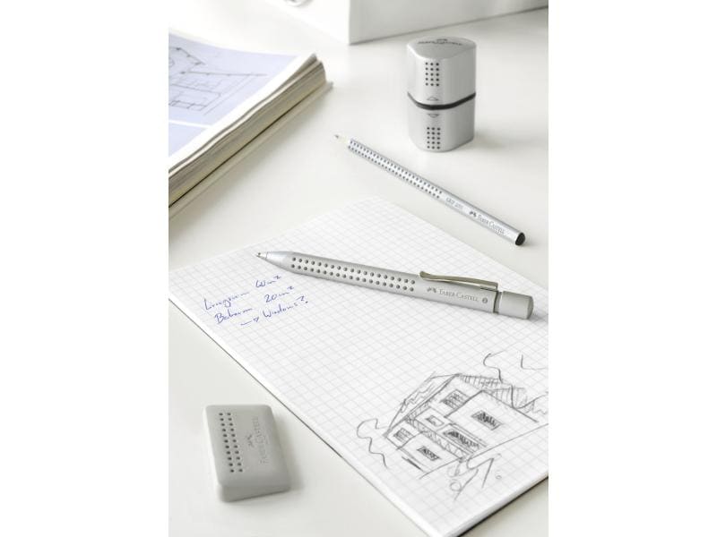 Faber-Castell Spitzer Grip 2001 Dreifach Manuell, Silber Mit Behälter aus Kunststoff