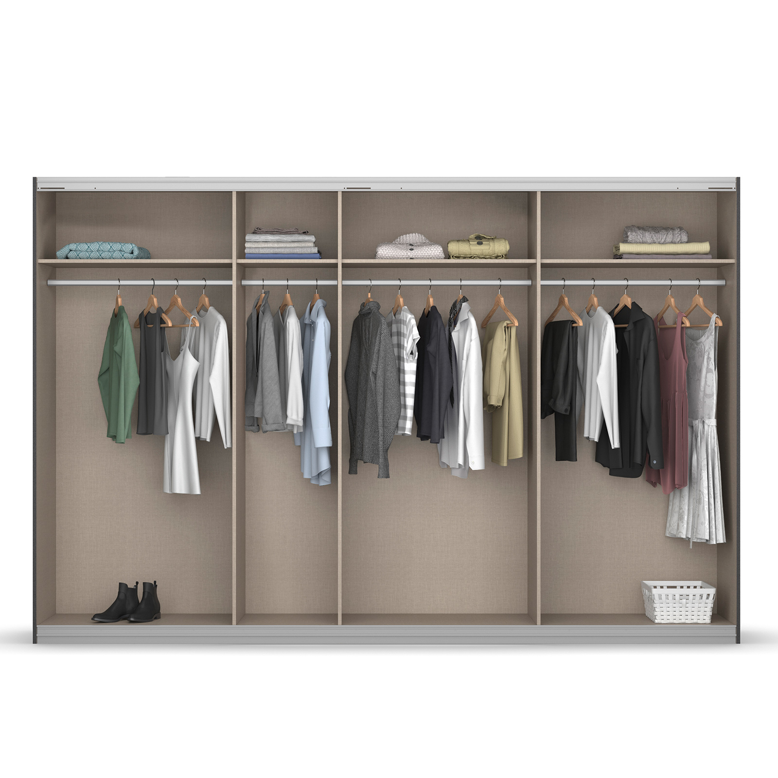 Schwebetürenschrank - graumetallic - 4-türig - 315 cm