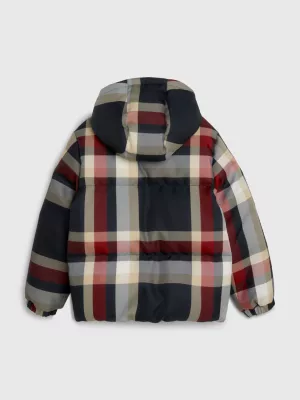 Jaqueta puffer xadrez listrada global