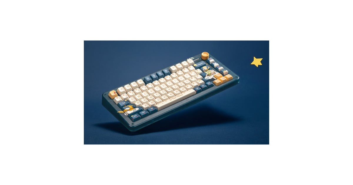 IqunixZX75 Sky Encounter Wireless Mechanical Keyboard, gaming toetsenbord  (Blauw/wit, US lay-out, IQUNIX Little Prince, RGB leds, 75%, Hot-swappable, Double-shot PBT, 2.4GHz | Bluetooth 5.1 | USB-C)