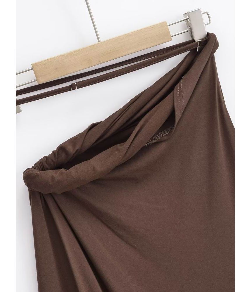 Hollahop - Hoge taille effen asymmetrische maxi H-lijn rok