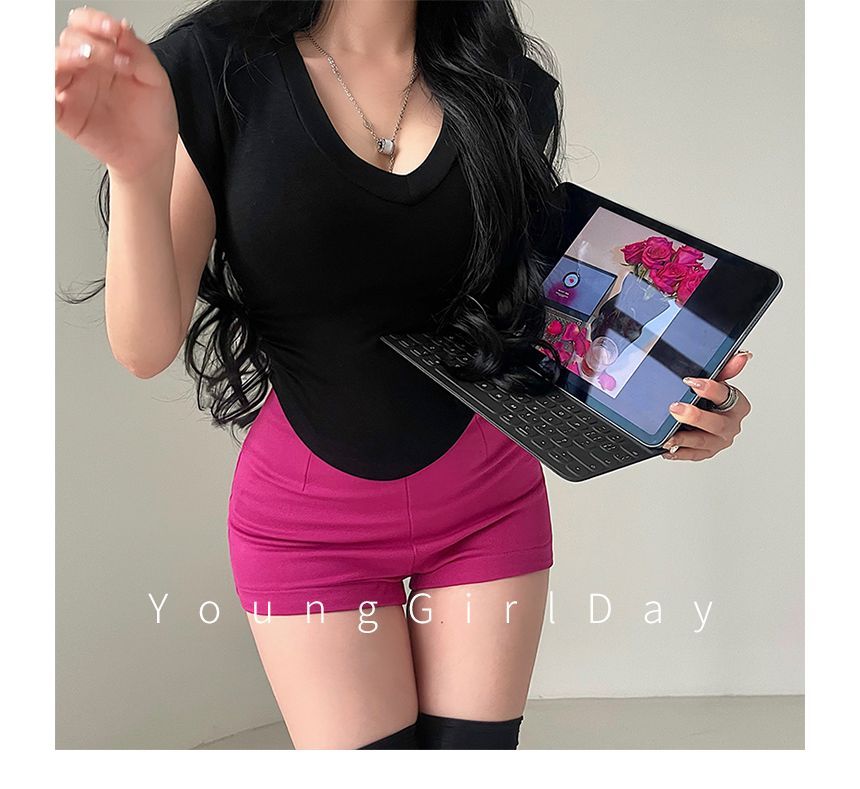 RainGirl - Hoge taille effen hotpants