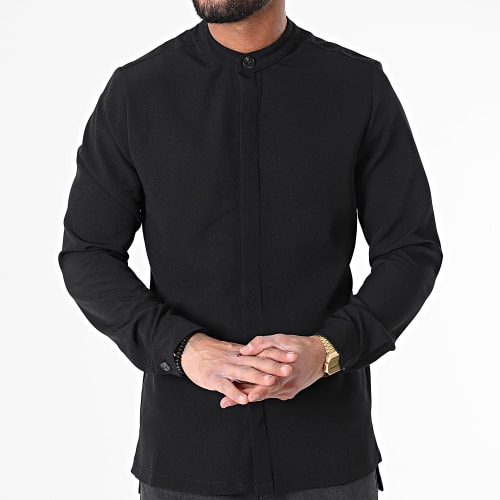 Chemise Manches Longues Col Mao 22005 Noir