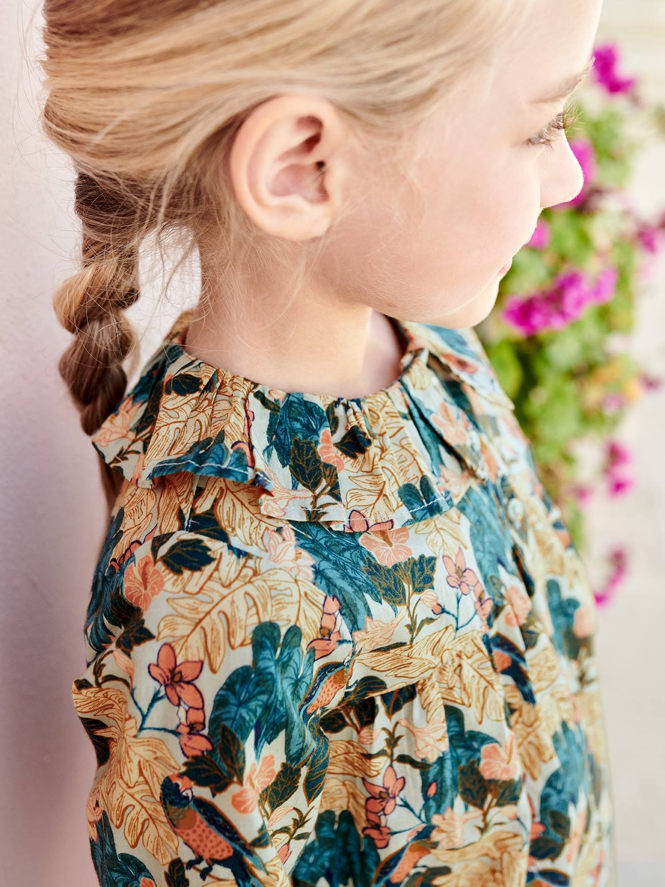 Blusa rosa com estampa floral para meninas
