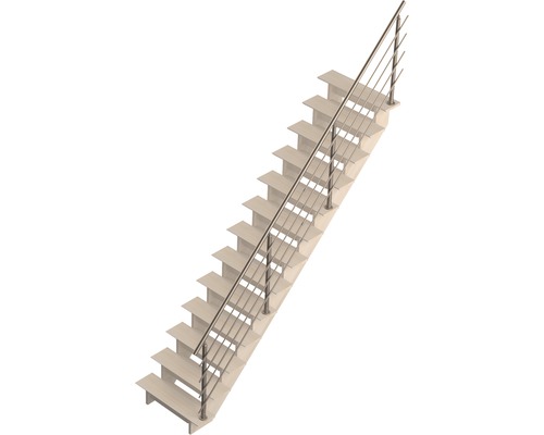 Pertura Linos beukenhouten trapboom, onbehandeld, recht, 85 cm, 12 treden / 13 stootborden