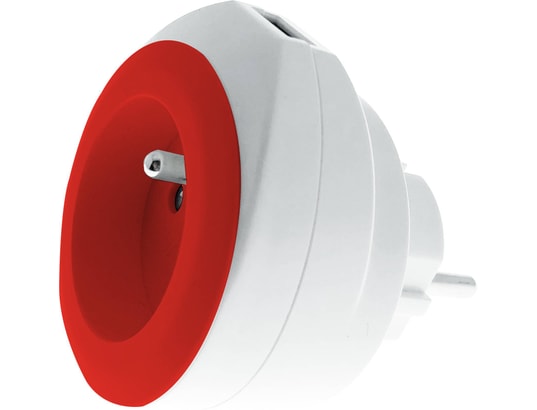 WATT&CO - Chargeur secteur USB intégré - rouge - Câble 3 en 1 fourni