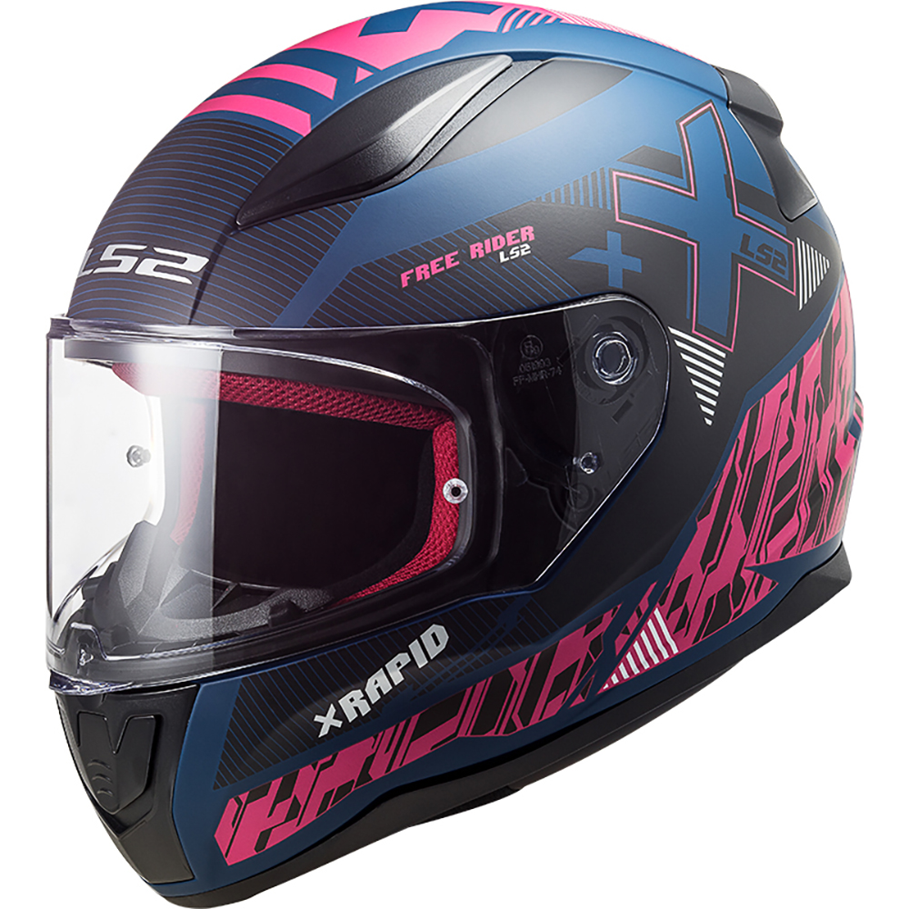 LS2 - Casque FF353 Rapid Xtreet Noir Mat / Bleu / Rose
