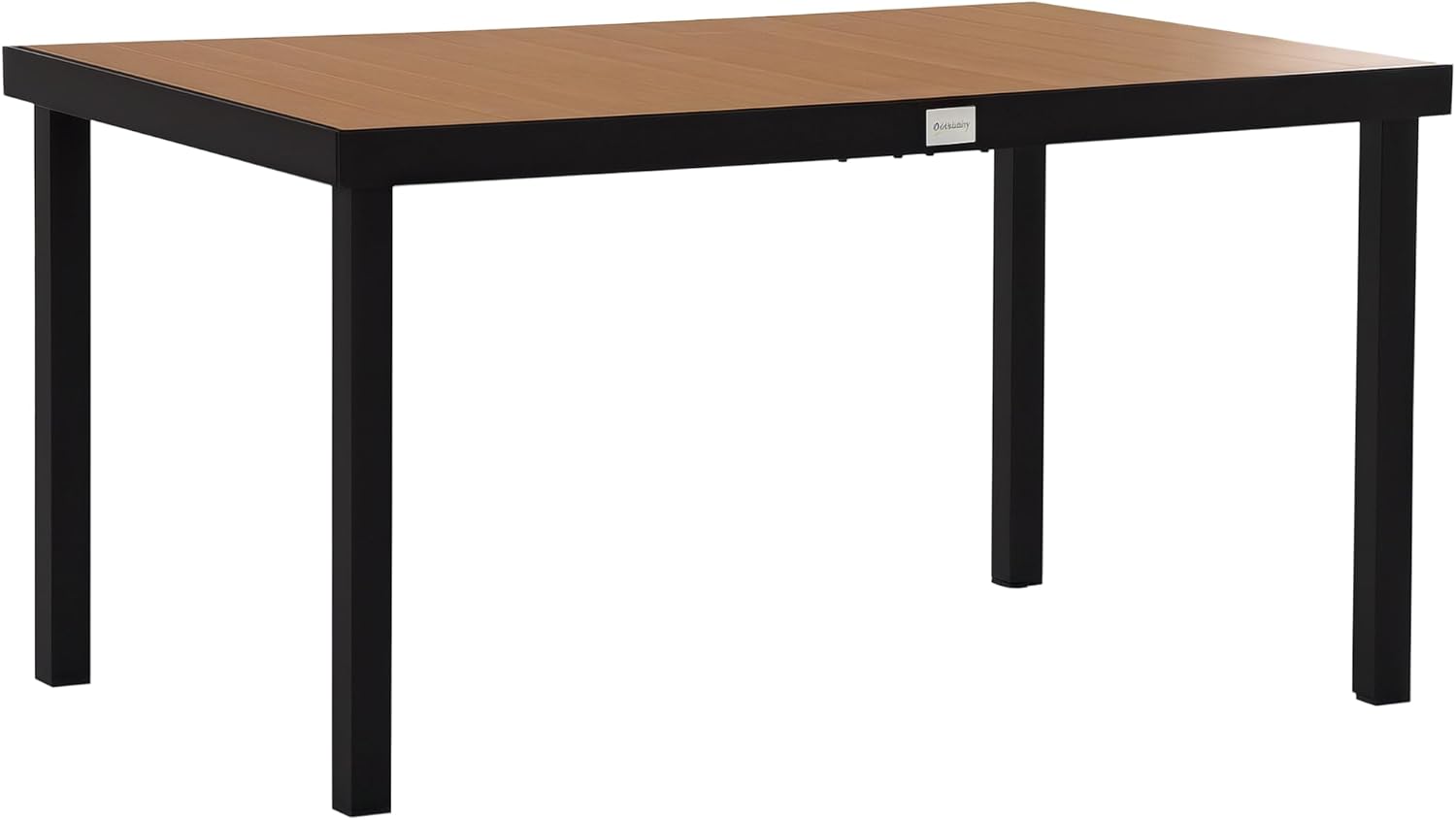 Outsunny Gartentisch für 6 Personen Esstisch Aluminiumtisch Gartenmöbel Loungemöbel pflegeleicht Kunststoff Natur+Schwarz 140 x 90 x 74 cm