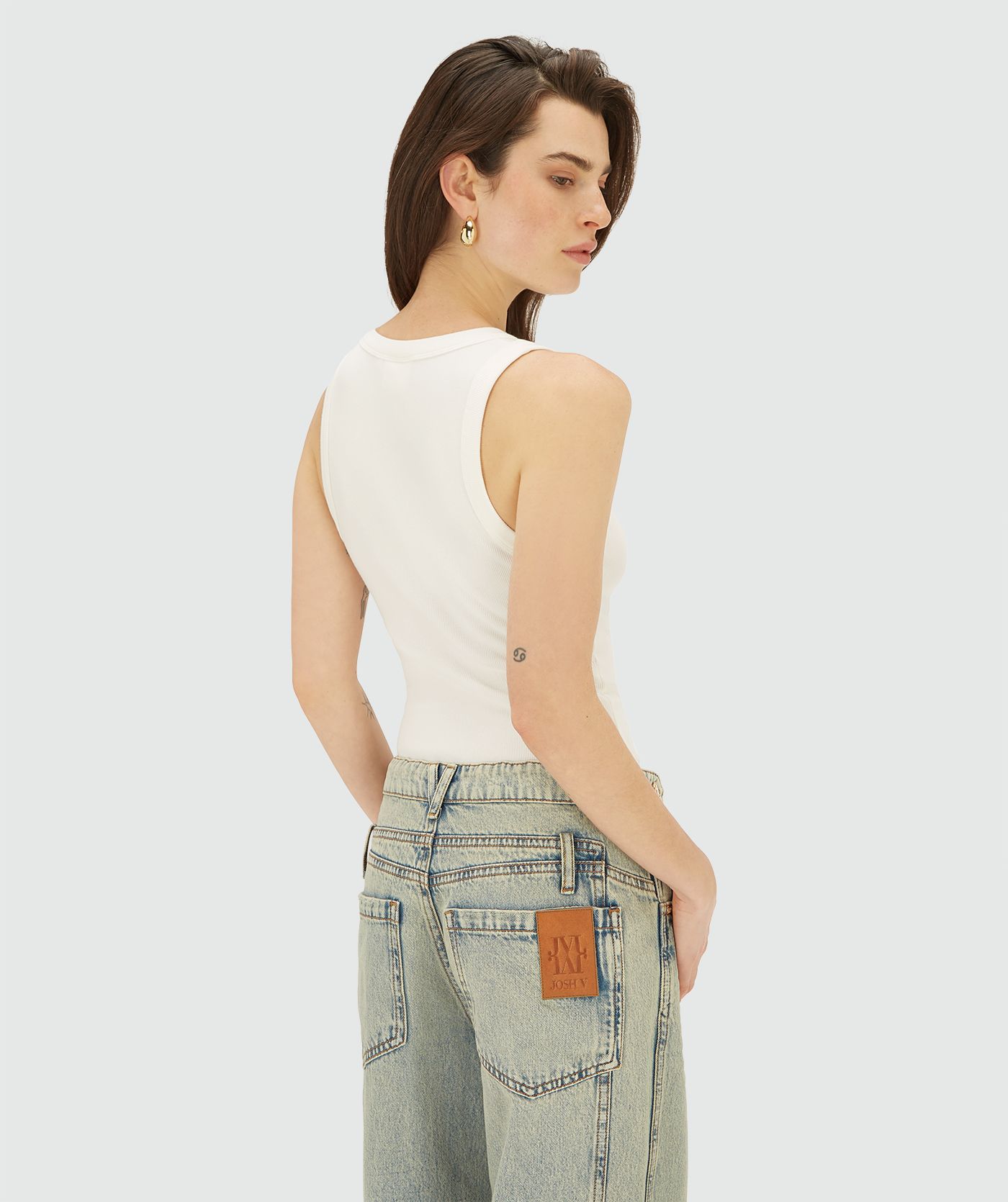 JV-DIEDA slim fitted top met logo - off white