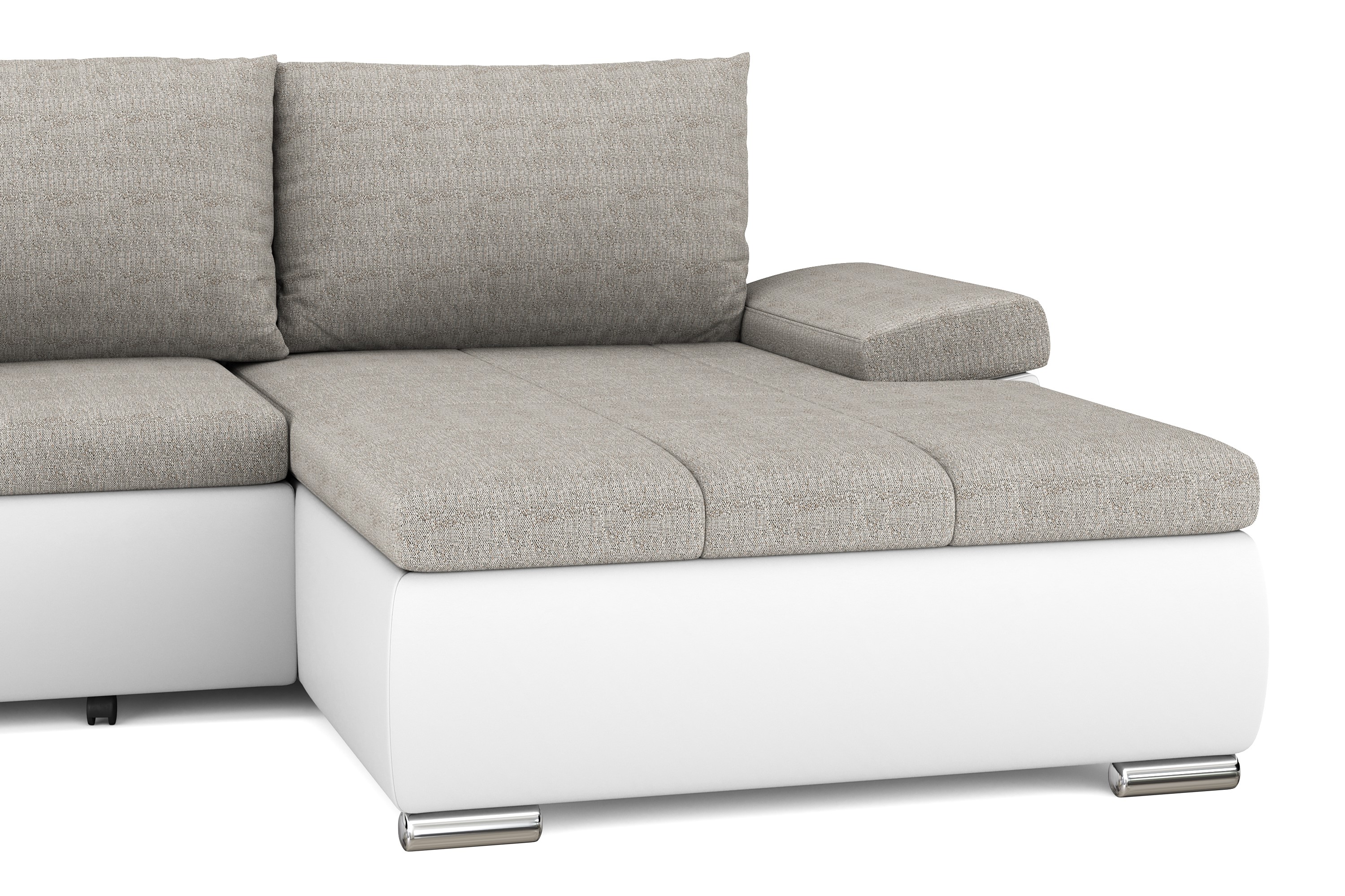 Ecksofa mit Schlaffunktion KIRA rechts weiss/grau