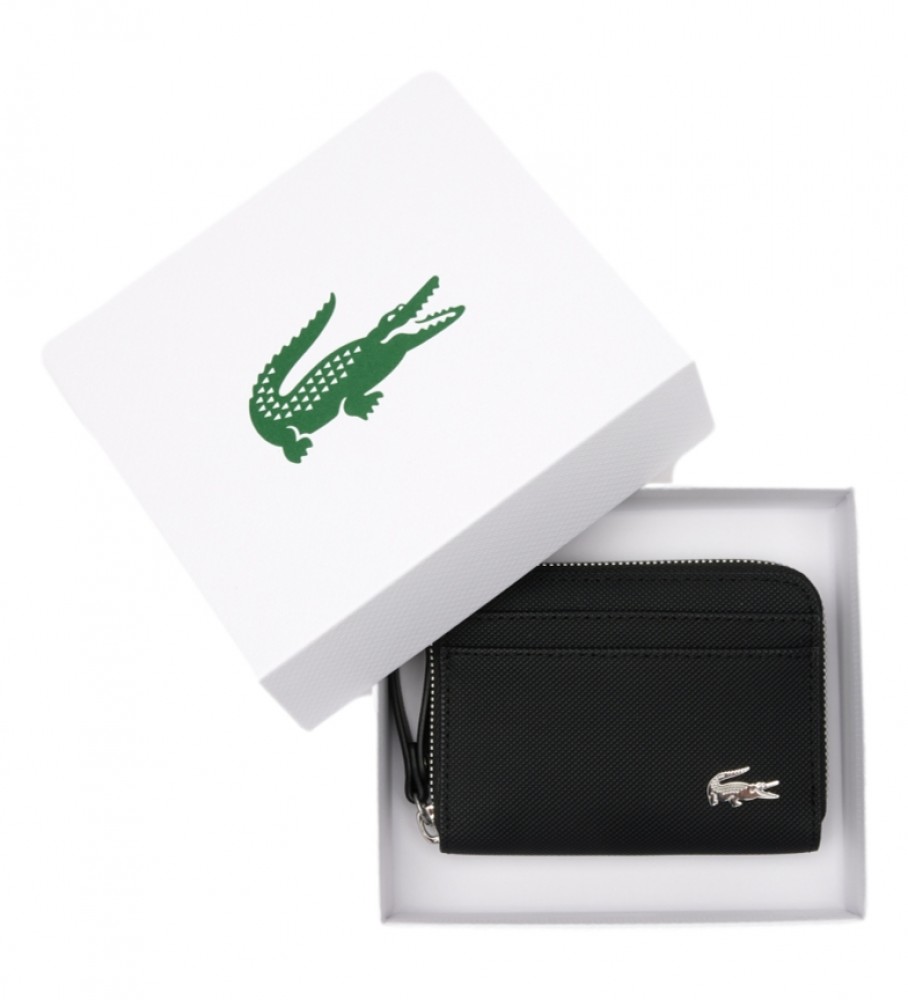 Carteira Lacoste com zíper, preta
