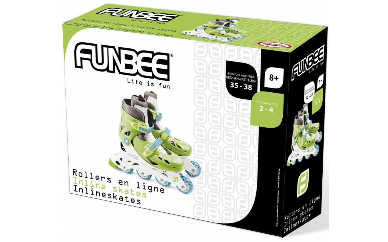 Inline Skates Funbee wit/groen verstelbaar maat 35-38
