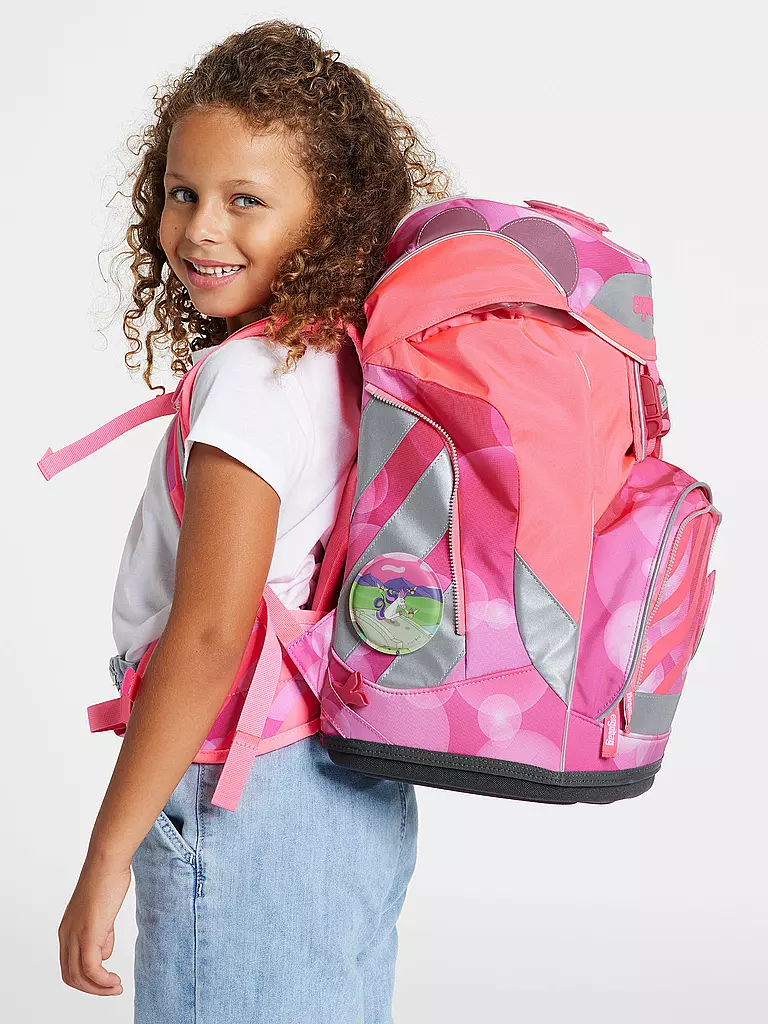 ERGOBAG Schulrucksack Set 6tlg Pack - KuntBärbuntes Einhorn Neo Edition pink