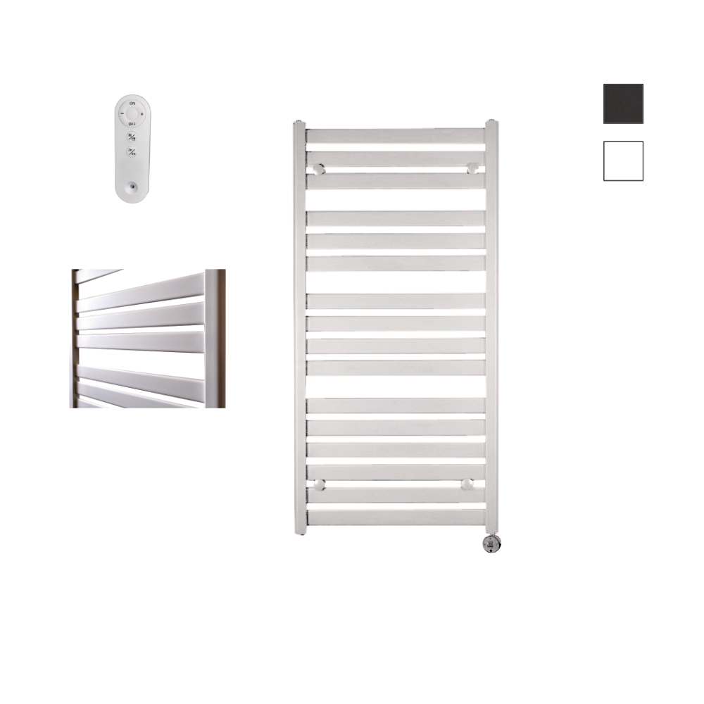 Sanicare Moda elektrische radiator 60x120cm wit mat met afstandsbediening en thermostaat chroom rechtsonder