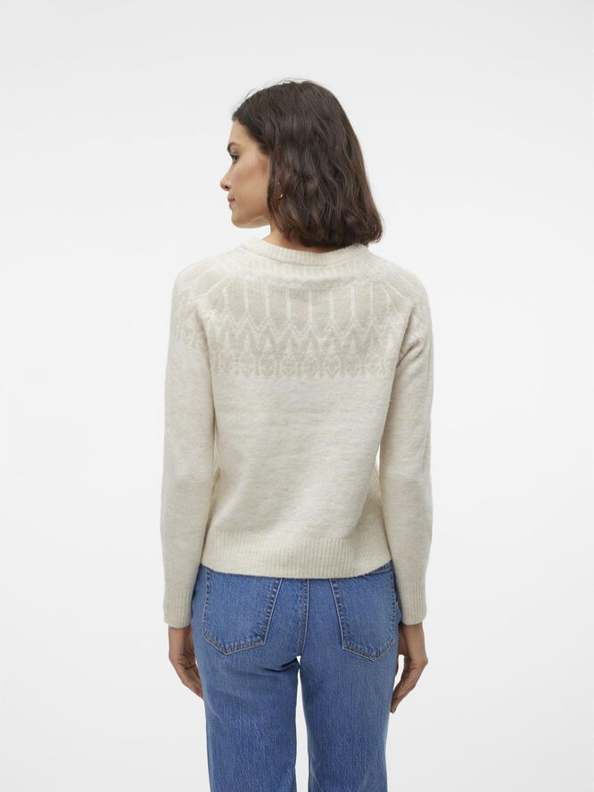 Vero Moda VMSIMONE LS NORDIC PULLOVER GA REP Birch/w. silver lining