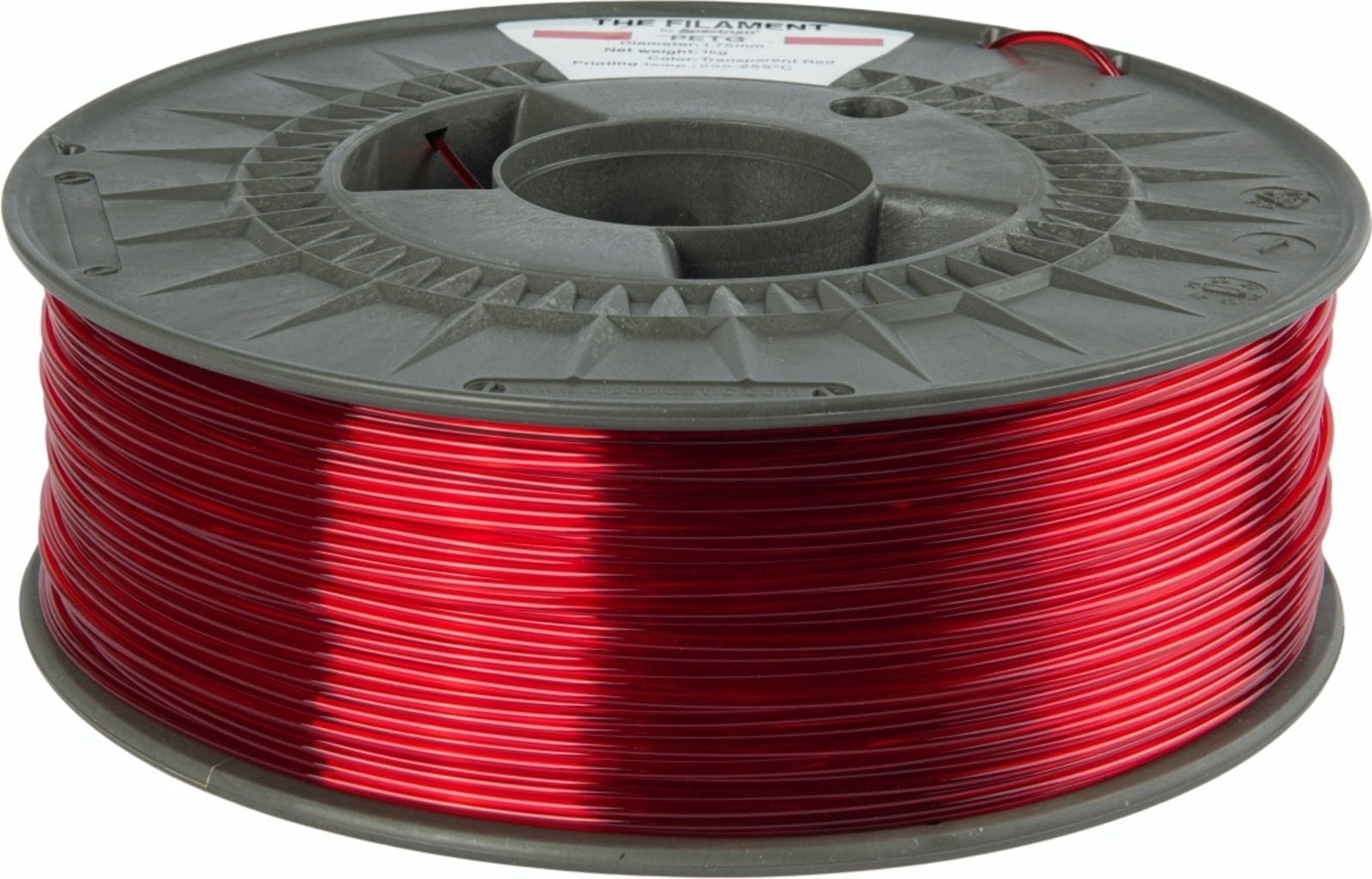 The Filament  PETG Transparent Red, 1,75 mm / 1000 g    Erschwingliches PETG in Transparent Red
