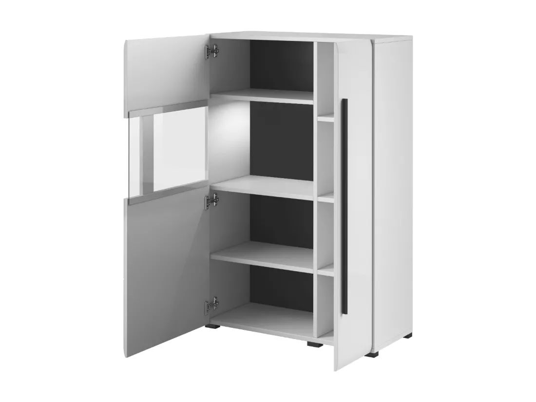 Vaisselier 2 portes avec LED Louis Blanc
