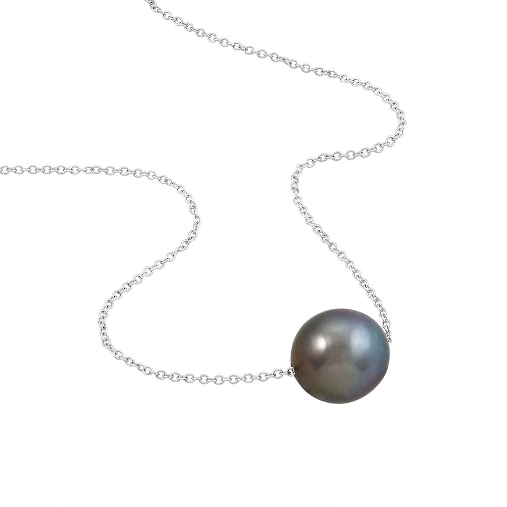 Collier Semi-baroque Or Blanc Perle De Culture De Tahiti