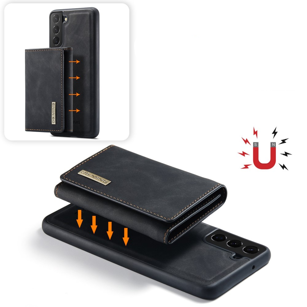 2in1 Samsung Galaxy S23 5G Leder Hülle Wallet   Magnetisches Kreditkartenfach - Schwarz