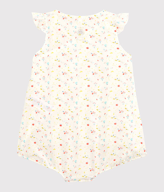 Combicourt fleuri bébé fille en tubique chaine et trame en coton biologique