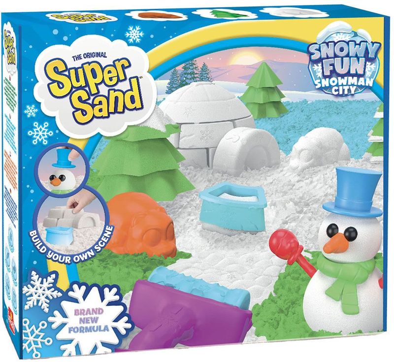 Super Snow - Snowman City - Speelzand - Kinetisch Zand - 200 Gram Wit, 150 Gram Groen, 150 Gram Blauw