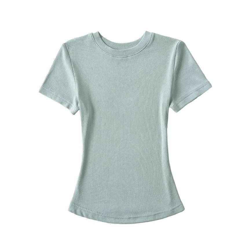 Reknovine - T-shirt met korte mouwen en ronde hals, effen