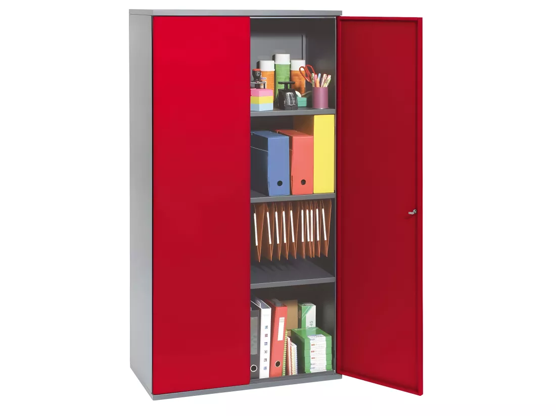 Armoire métallique rouge et noir Brico Hauteur 160 cm