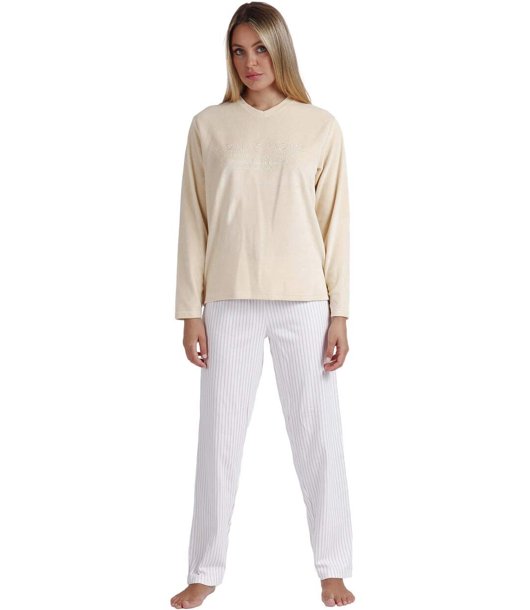 Pyjama tenue d'intérieur pantalon top manches longues Comfort Home Admas
