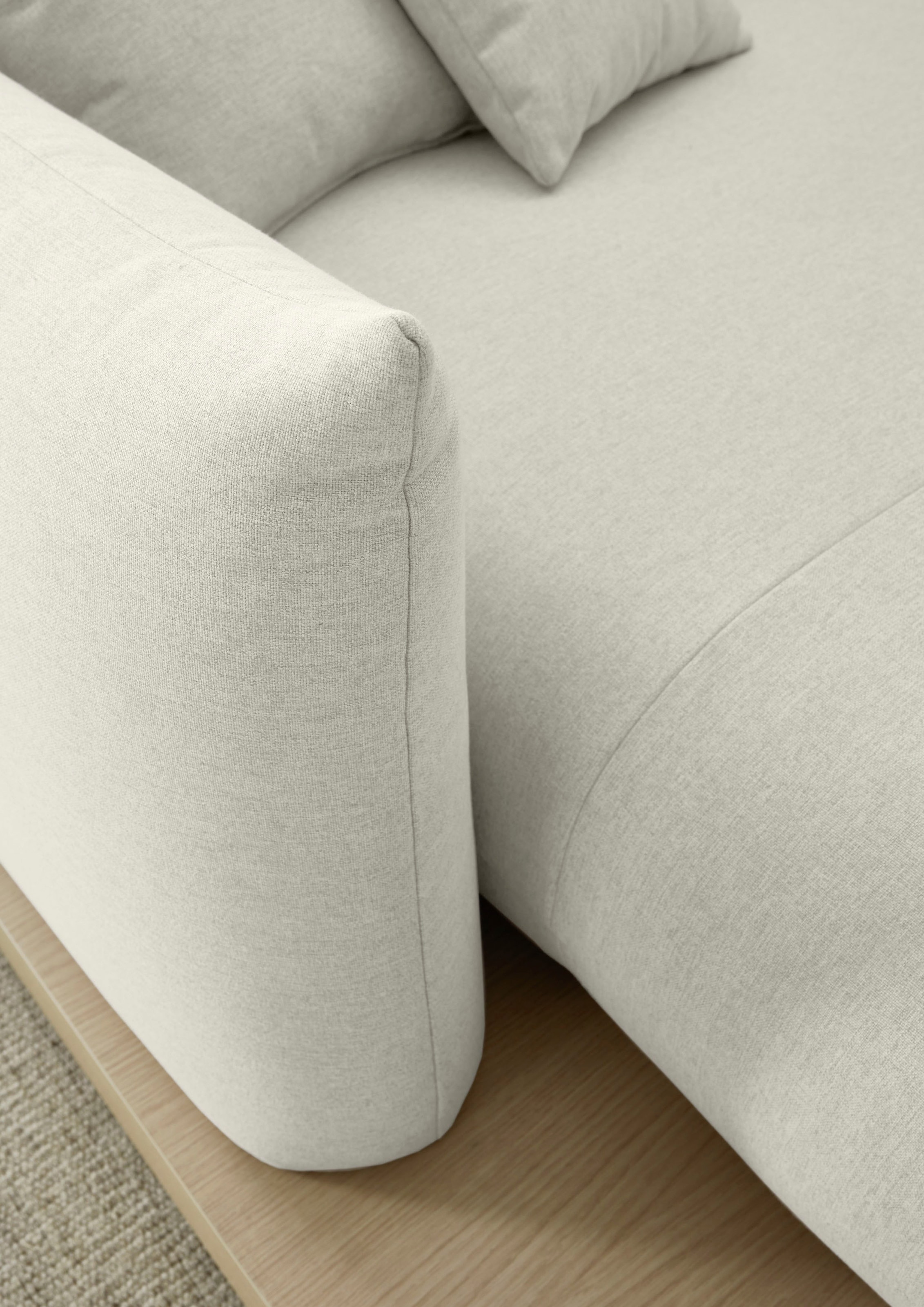 GOODproduct Ecksofa »Kalix, Polsterecke mit kräftigem Holz-Plateau, moderne Couch in L-Form« wahlweise Recamiere links o. rechts, Strukturstoff, hoher Sitzkomfort