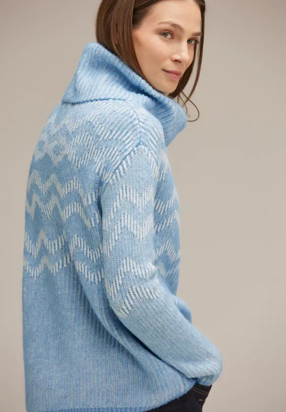 Rollkragenpullover - gentle blue melange
