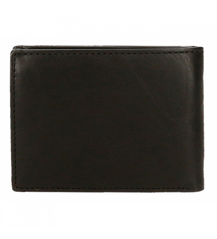 Carteira Pepe Jeans Stricking em couro preto