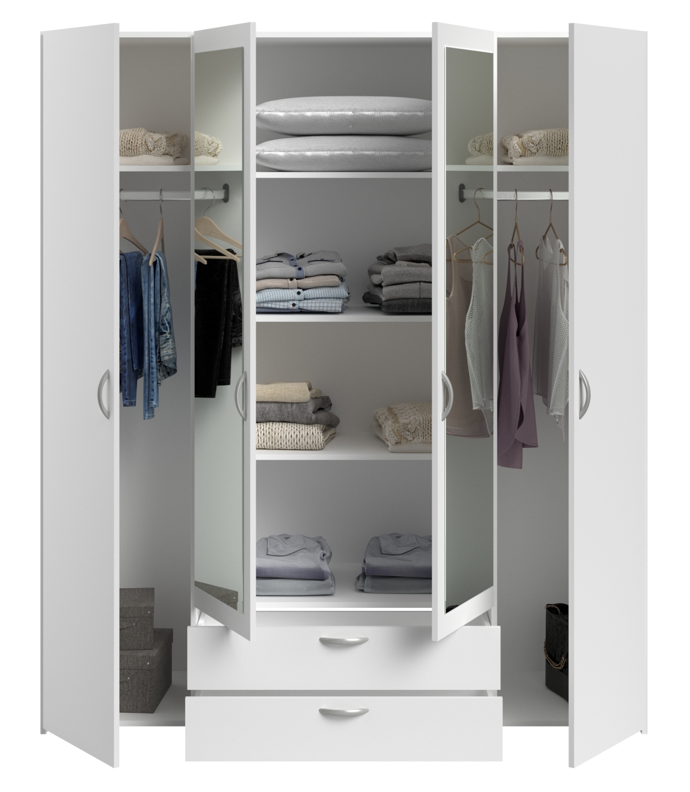 Kleiderschrank DAILY 3 - weiß - 4-türig - 160 cm breit
