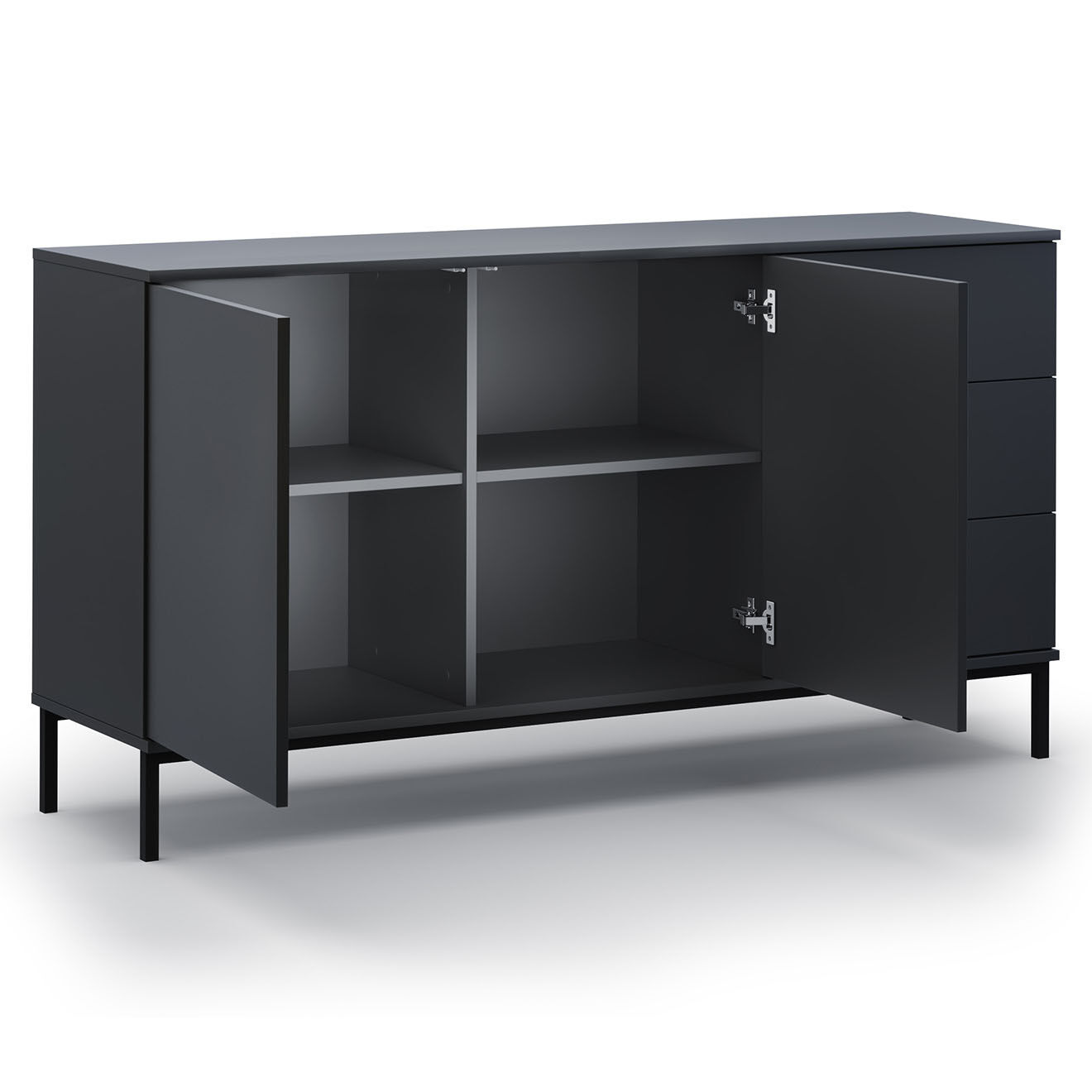 Cosmopolitan Design Commode Query noire - 150x41x80 cm