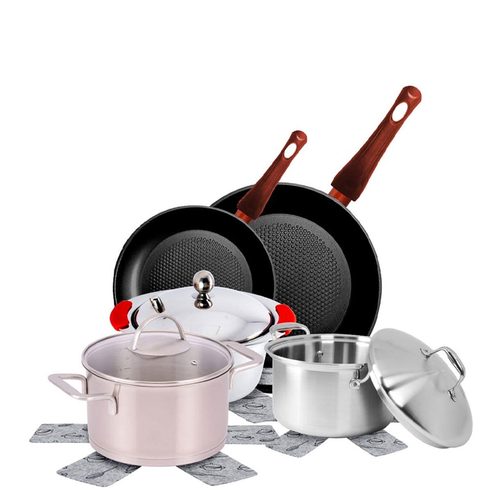 (6er Set) 26-38cm Pfannenschutz Anti-Rutsch Schoner für Pfannen / Töpfe / Schüsseln - Grau