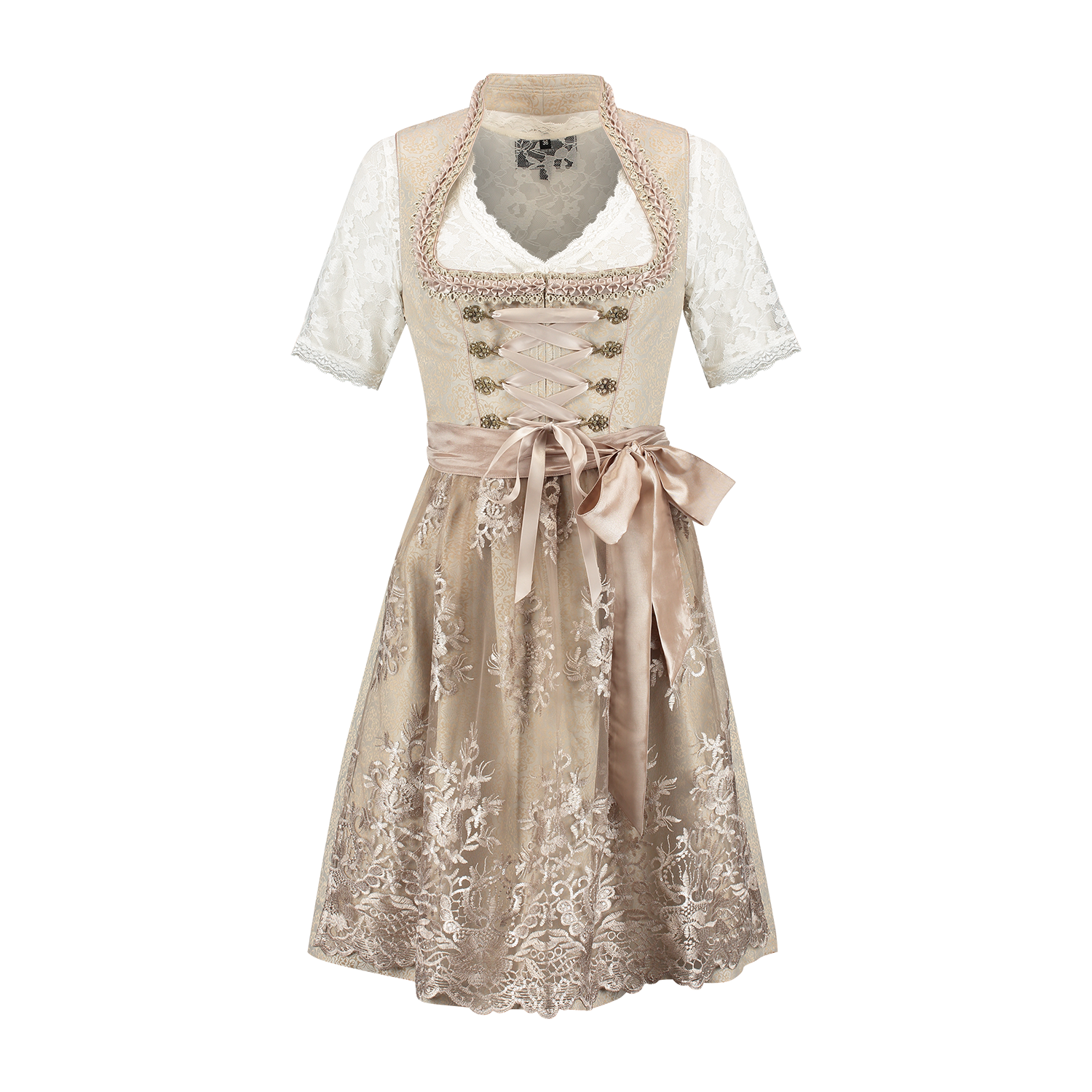 Roze Wit Creme Dirndl Jurk Oktoberfest Dames Jaquard