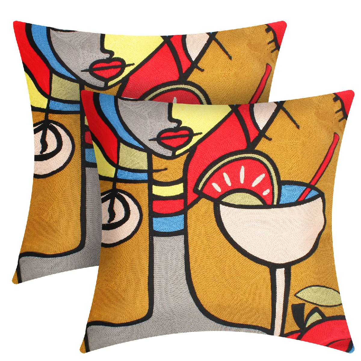 Avizar Lot de 2 Housses de Coussin Brodées Art Nyssia