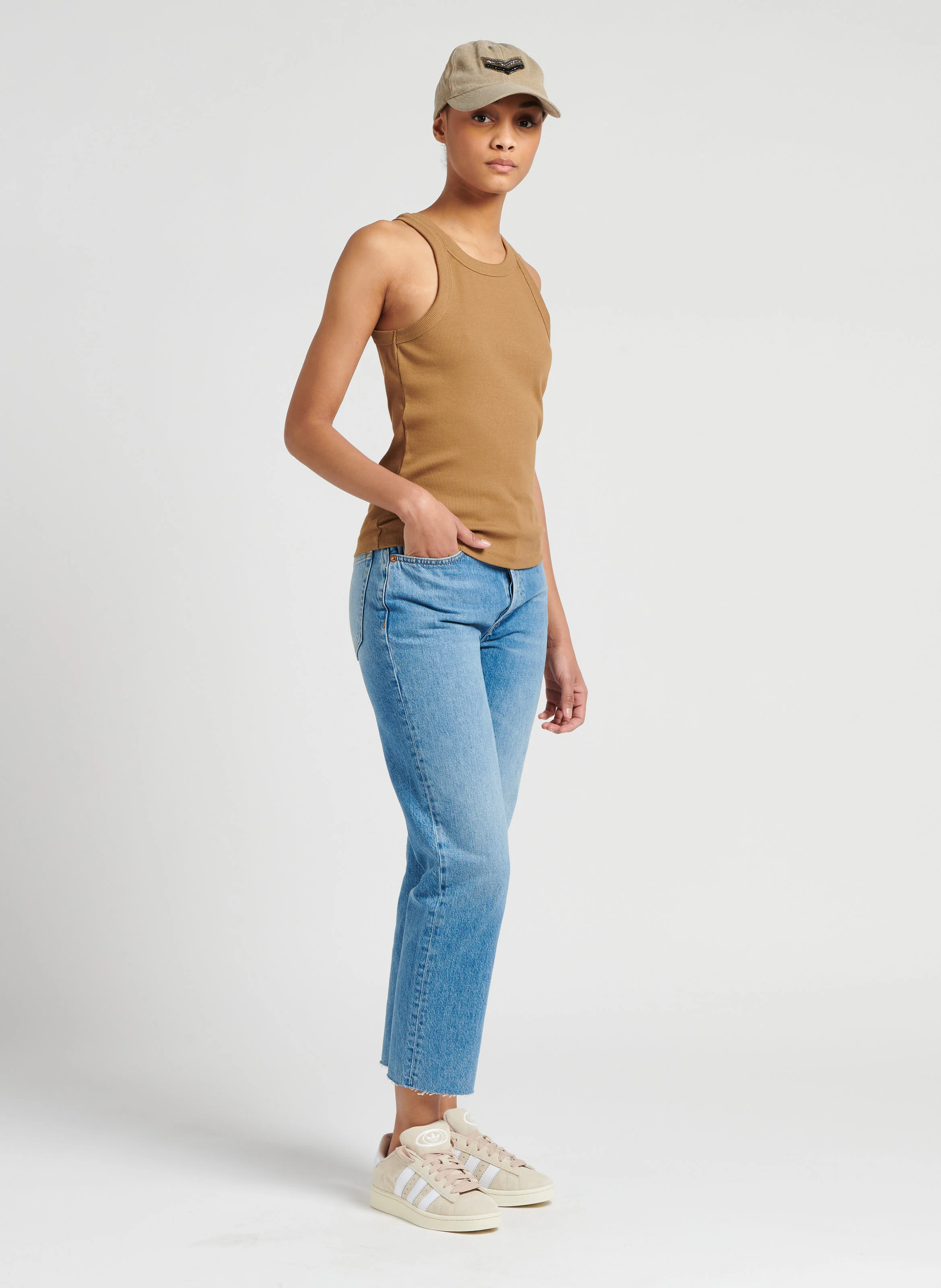 70S STOVE PIPE - Jean droit taille haute en coton| Jean Délavé