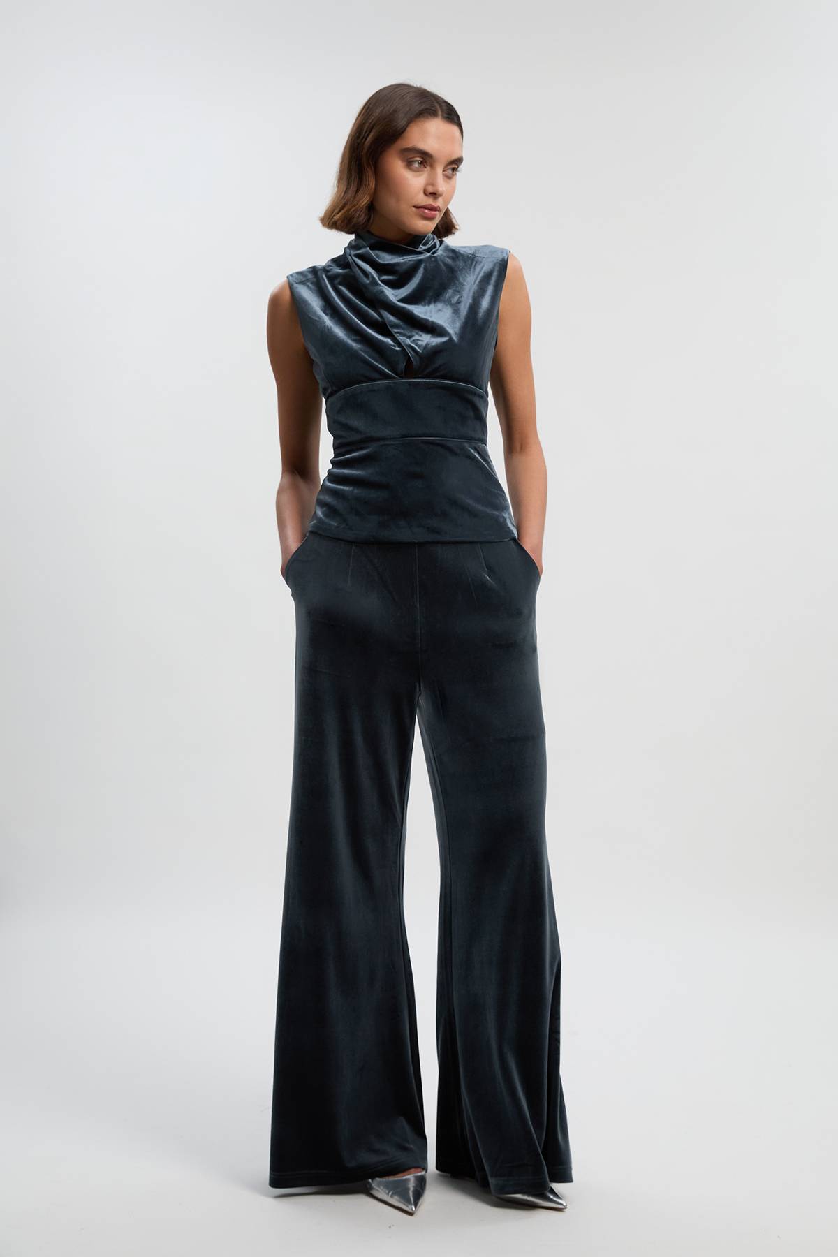 KarenMillen Pantalon Large en Velours Tissé