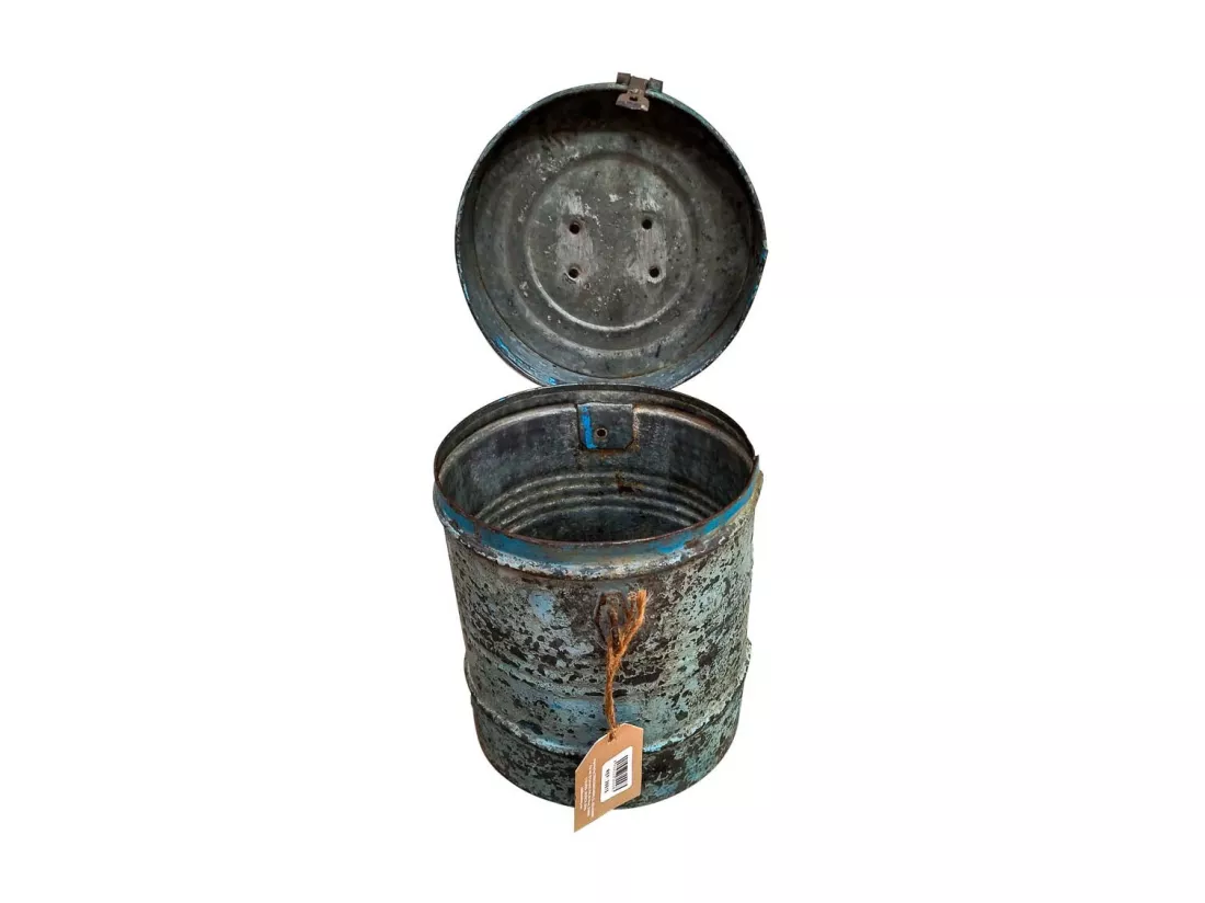 Bidon en metal bleu 20x20x24h