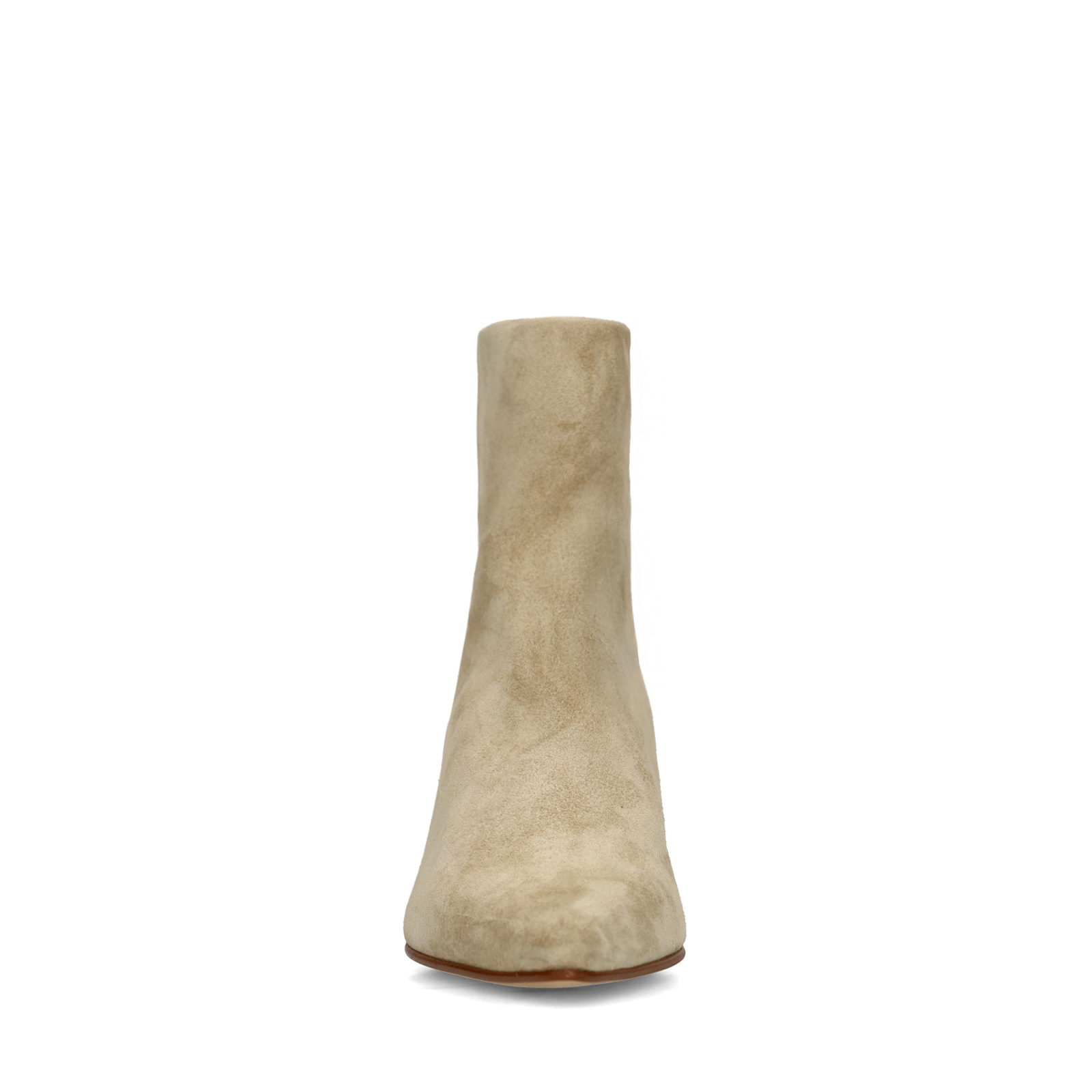 Beige suède enkellaarsjes met hak