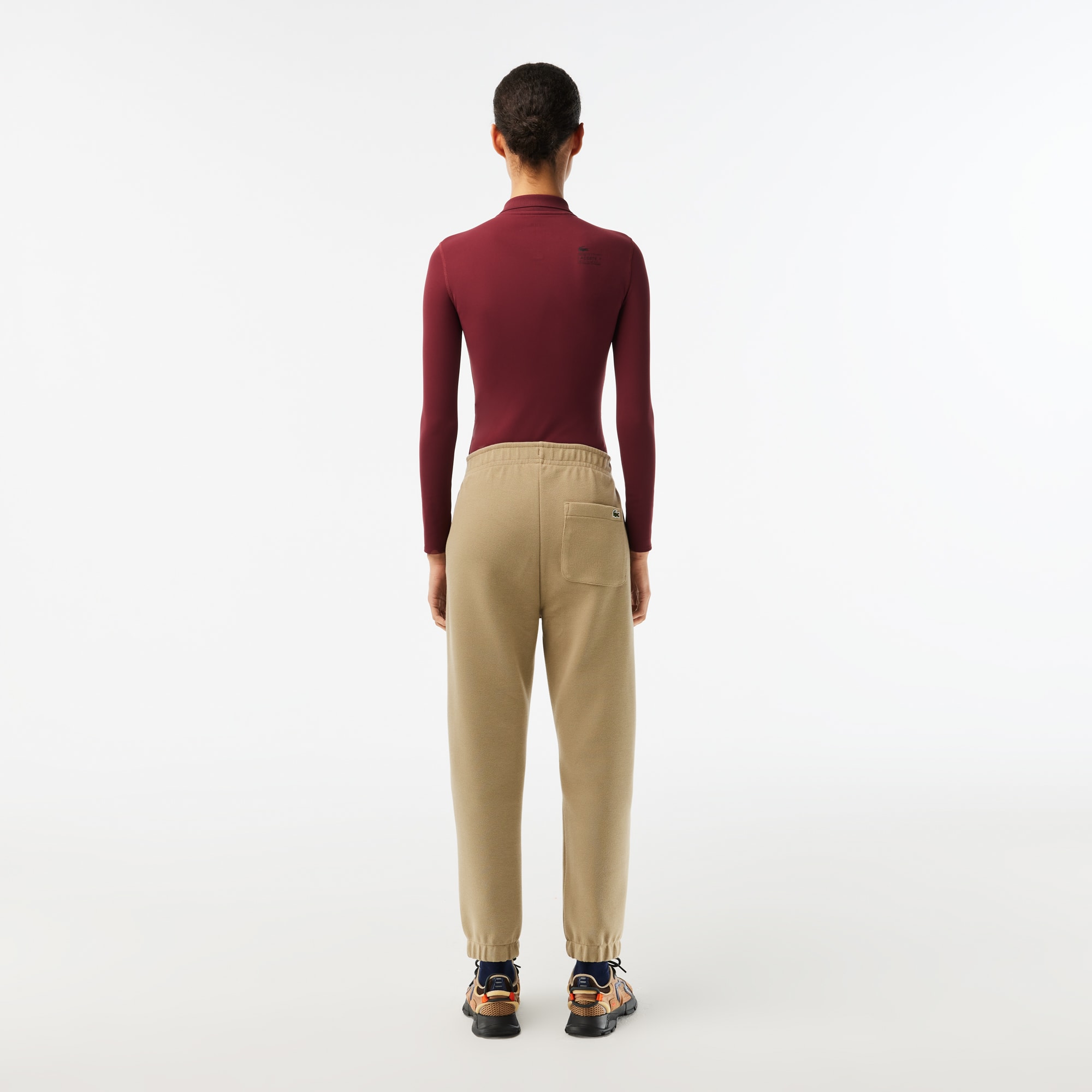 Pantalon de jogging Jogger en coton mélangé uni Pantalons de survêtement - Beige - Lacoste - Femme