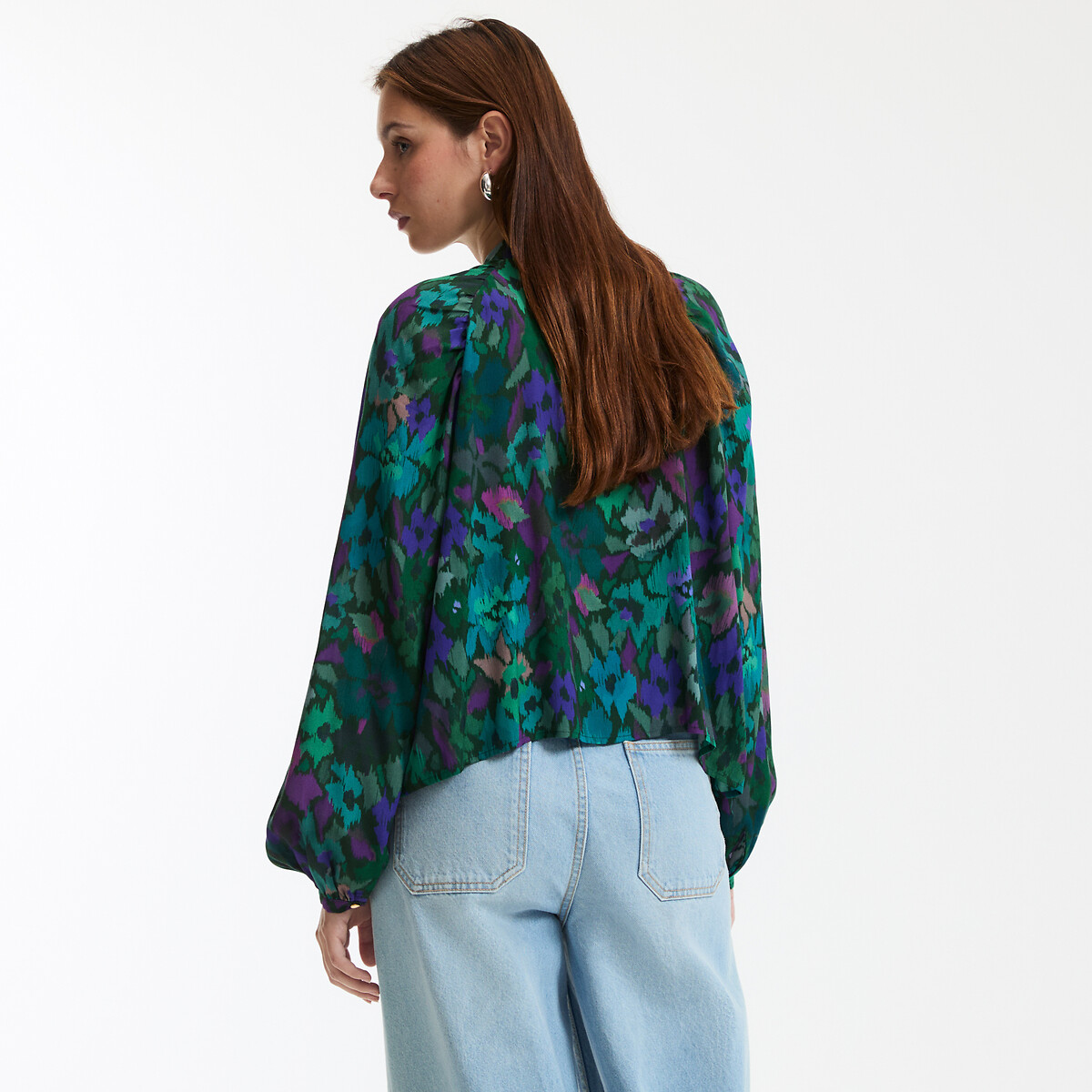 COLEÇÕES LA REDOUTE<br>Camisa com gola mandarim e estampa floral, mangas compridas