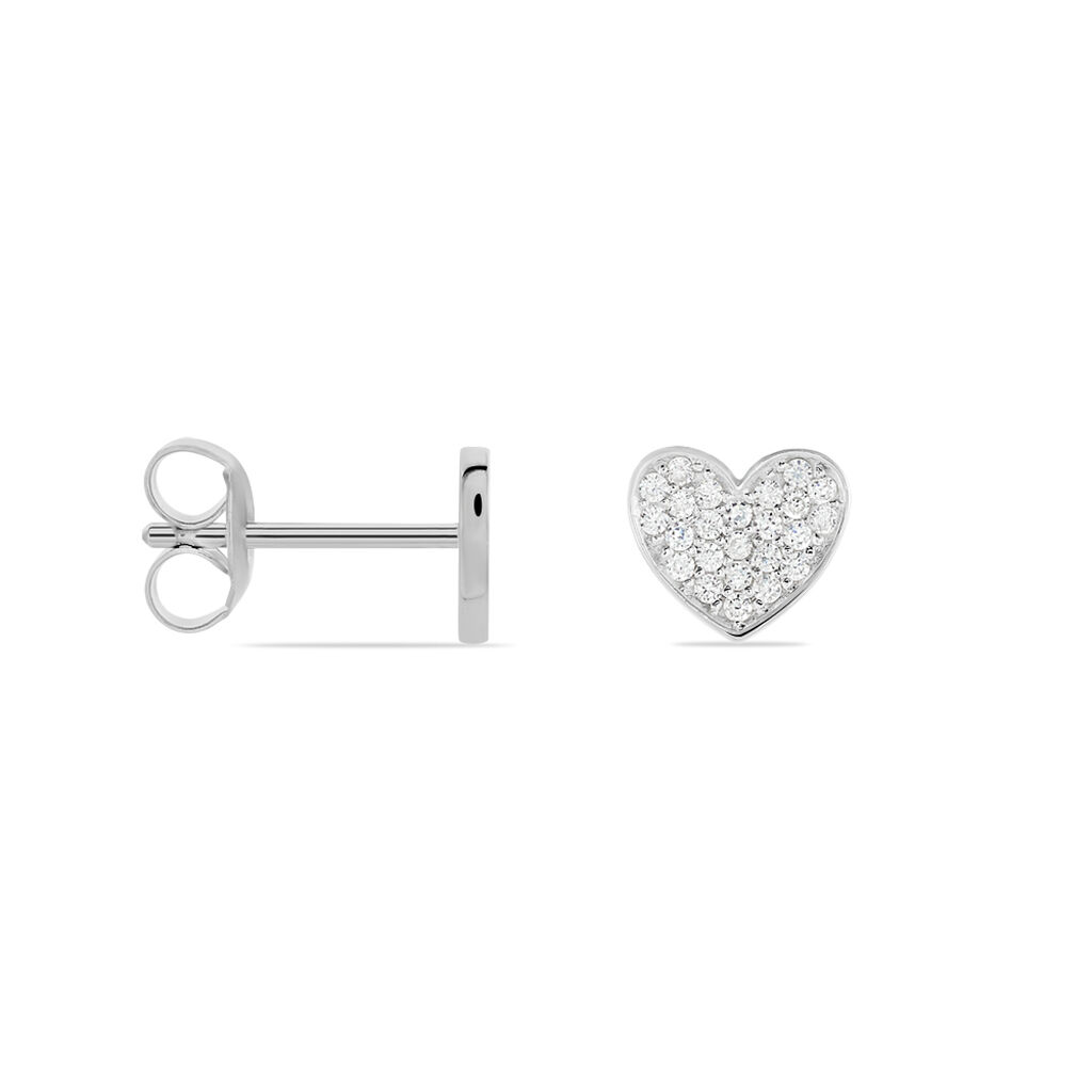 Boucles D'oreilles Puces Esperanza Argent Blanc Oxyde De Zirconium