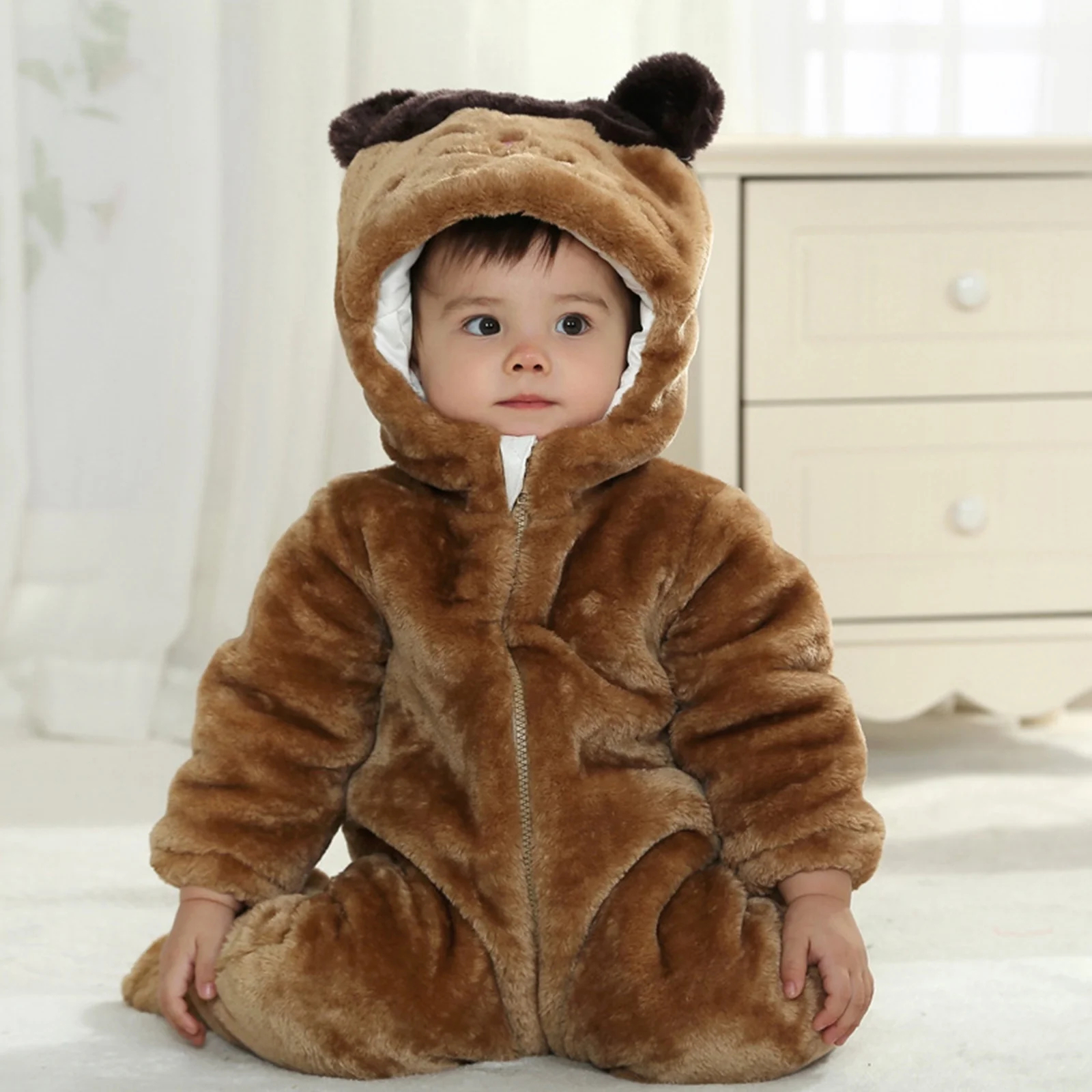 (85-90cm) Fasnachts Kinder Kostüm Warmer Katzen Plüsch Overall Verkleidung für Motto Partys / Halloween - Braun
