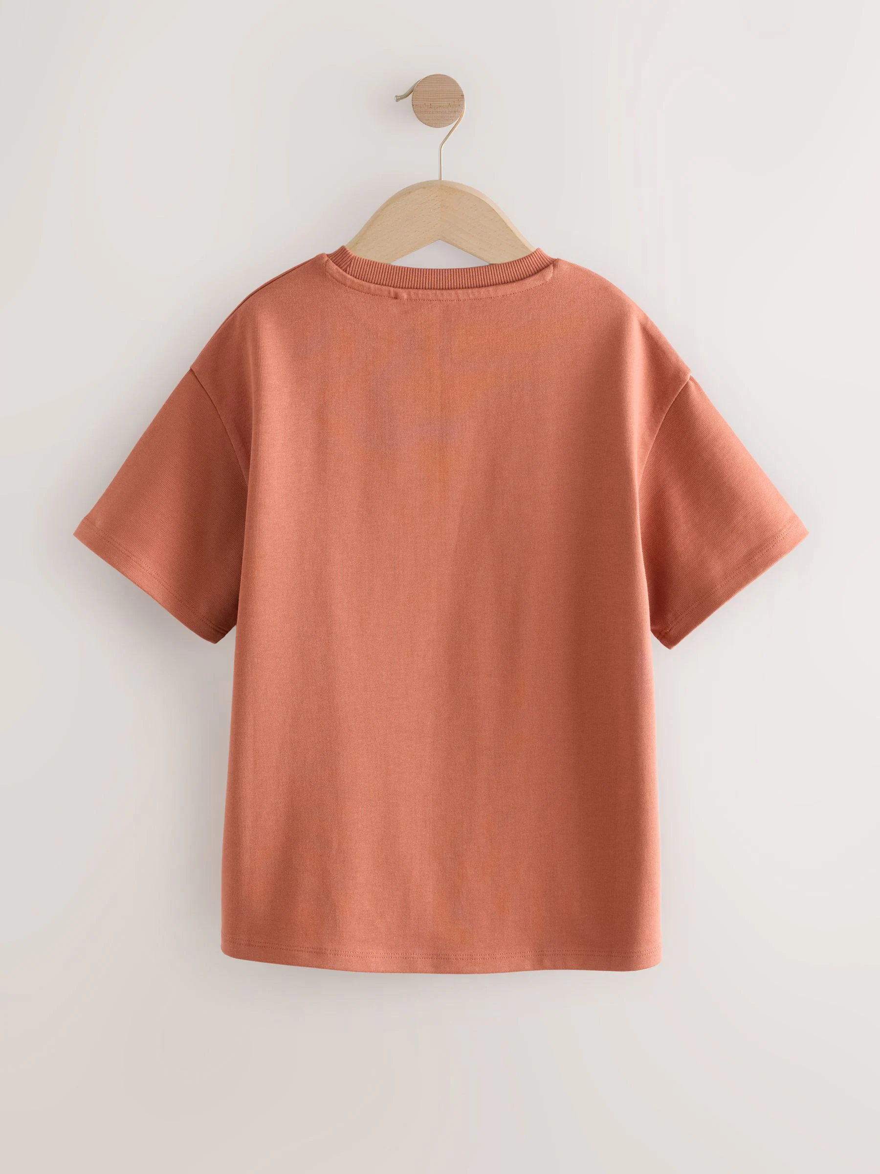 Roestbruin - Oversized zwaargewicht 100% katoenen T-shirt (3-16jaar)