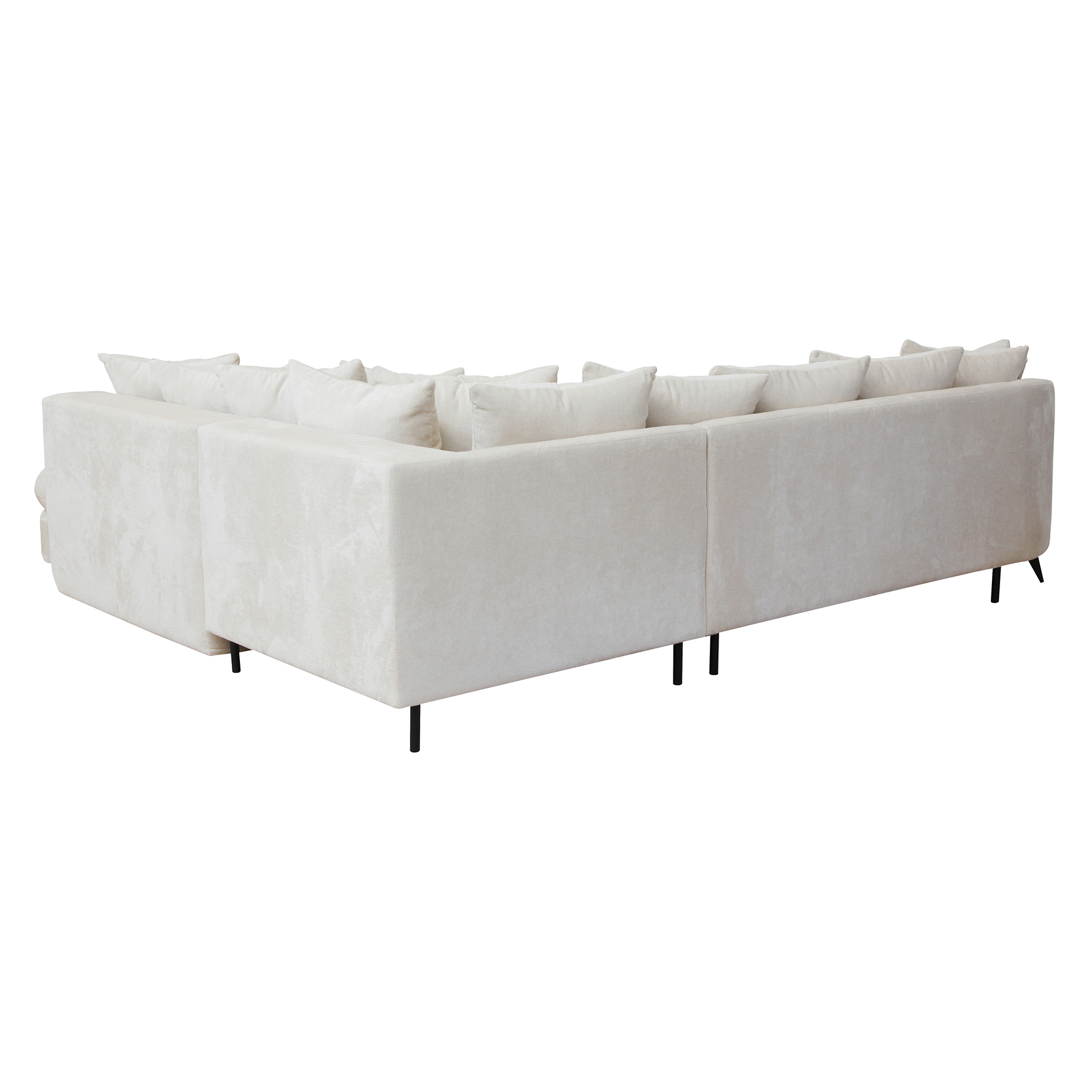 Ecksofa - cream - mit Liegefunktion und Staukasten - Ottomane rechts
