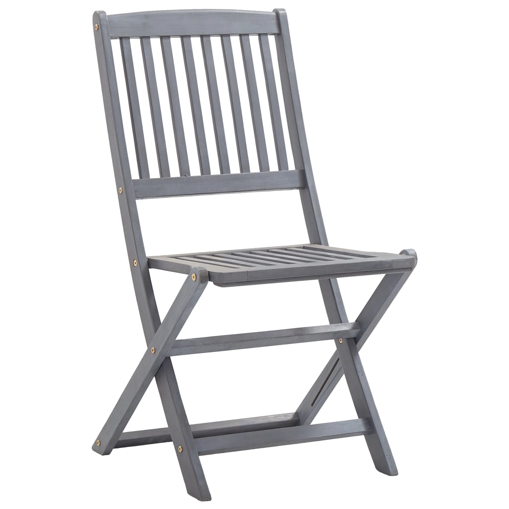 Mobilier à dîner de jardin 5 pièces bois d'acacia massif gris