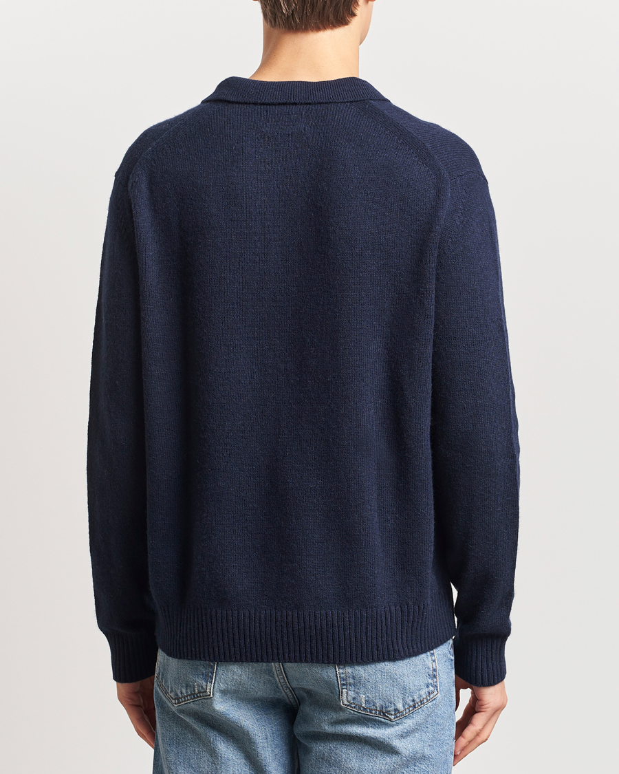 GANT Knitted Wool Polo Evening Blue