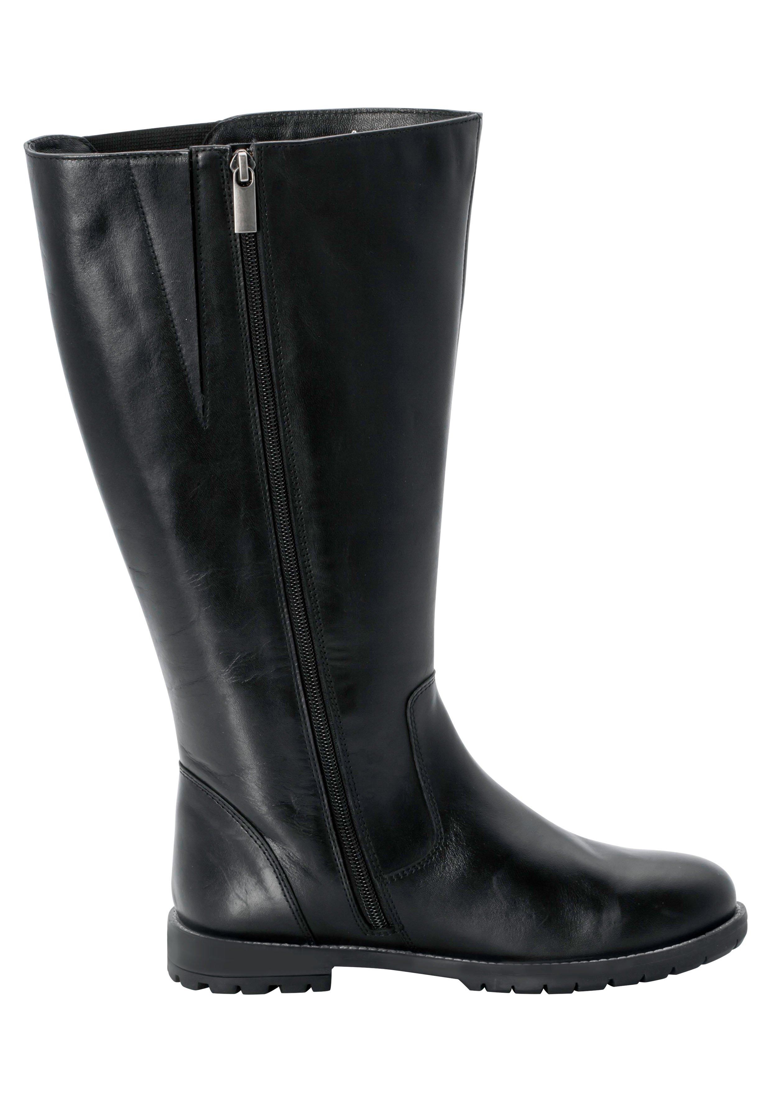 Weitschaftstiefel aus Leder mit Zierreißverschluss
