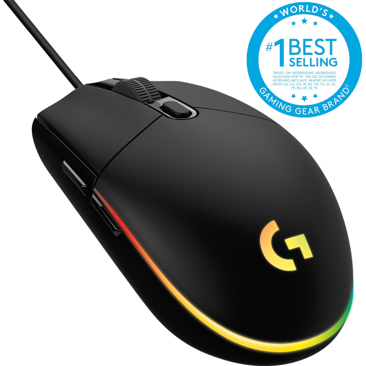 Logitech G203 Lightsync gamingmus (sort)